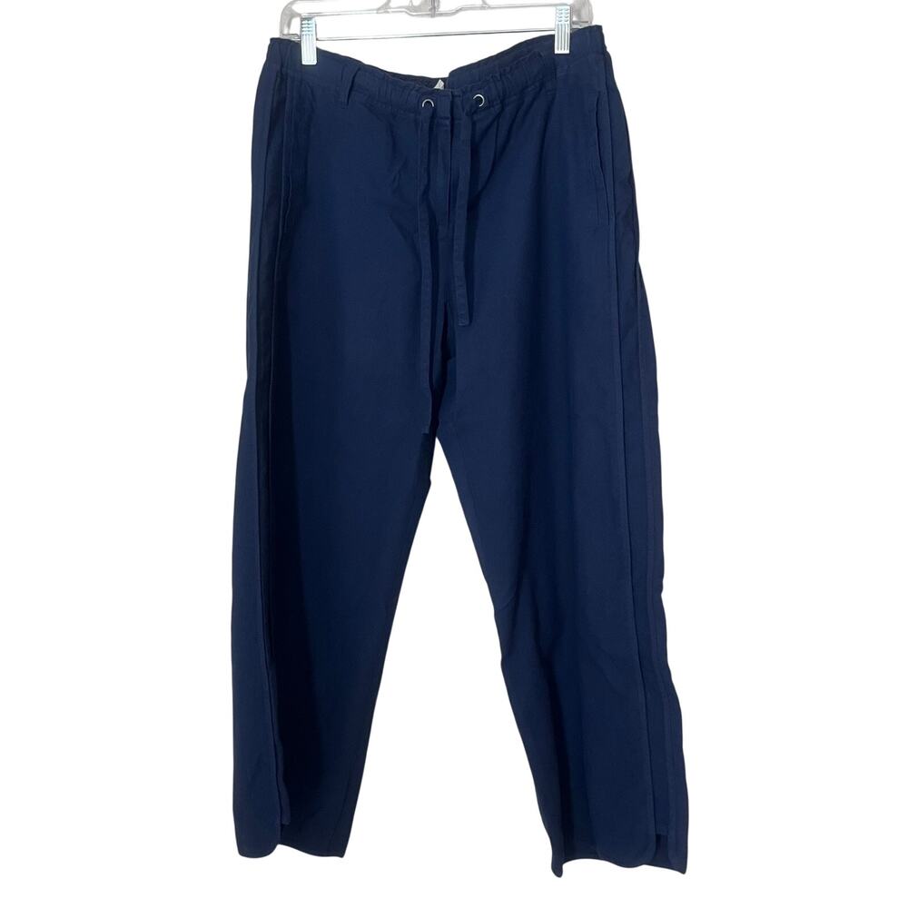 Eileen Fisher Women’s Organic Cotton Pant Curve Hem Medium Navy Blue Drawstring